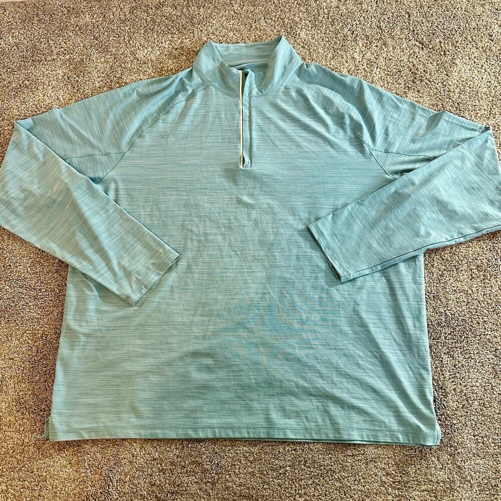 Johnnie-O Pullover Mens Large Blue Heather Quarter Zip Performance Stretch Logo